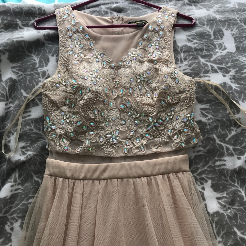 beige prom dress